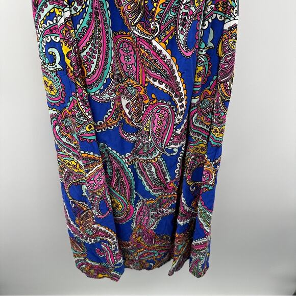 Banana Republic Factory Blue & Pink Multi Paisley Print Strapless Maxi Dress 4 - Picture 4 of 9